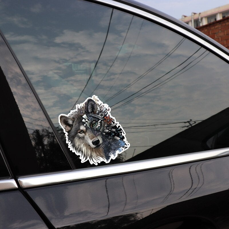 10CM*12CM Funny Mechanical Wolf Head Decal PVC Motorcycle Car Sticker