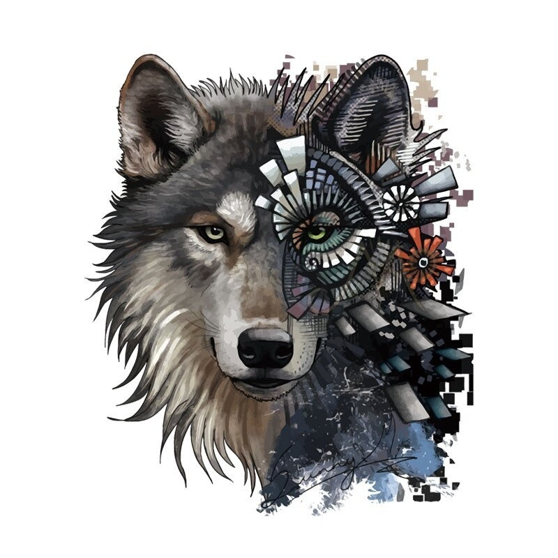10CM*12CM Funny Mechanical Wolf Head Decal PVC Motorcycle Car Sticker