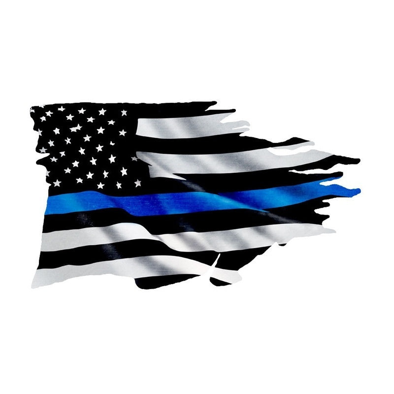 Thin Blue Line TATTERED Flag Sticker 2 Pack Police USA Vinyl Decal Car Truck Car Styling Accessories