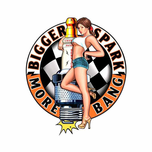 13cmx11.2cm For SPARK PLUG PIN-UP GIRL Funny Car Sticker Suitable For Any Flat And Smooth Clean Surface Cool Decal