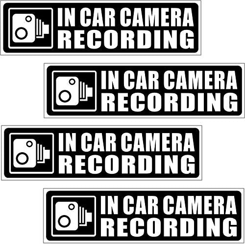 5.3"x1.35" 4X In Car Camera Recording - Vehicle Car Truck Video Dash Cam On Board Bumper Window Safety Security Caution Warning Adhesive Vinyl Decal Label Sticker