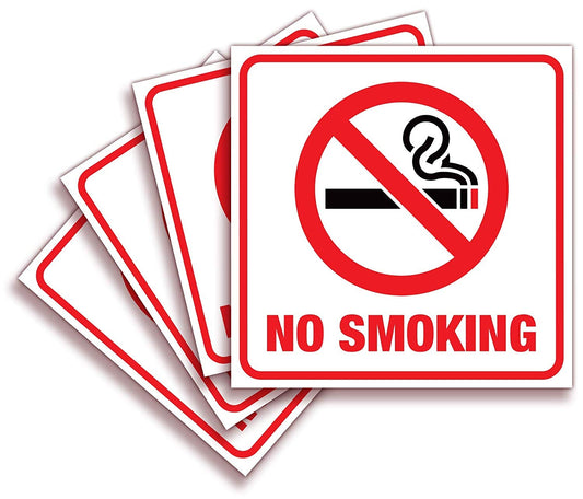5"x5" 4X No Smoking Sticker Sign Premium Self-Adhesive Vinyl, Laminated for Ultimate UV, Weather, Scratch, Water and Fade Resistance, Indoor & Outdoor