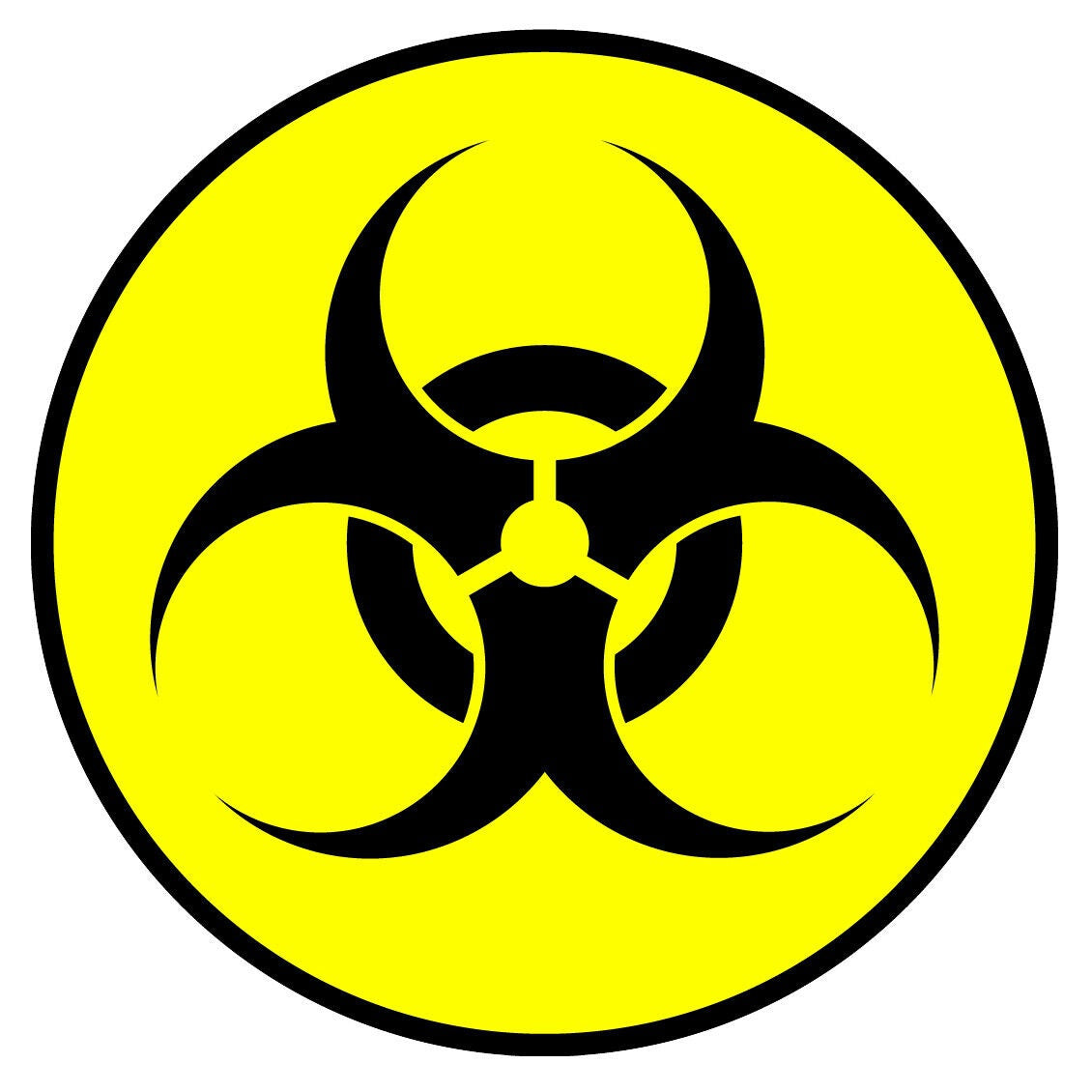 2X Caution Biohazard Symbol Sign Vinyl Sticker Bio-hazard Decal Yellow Black Round