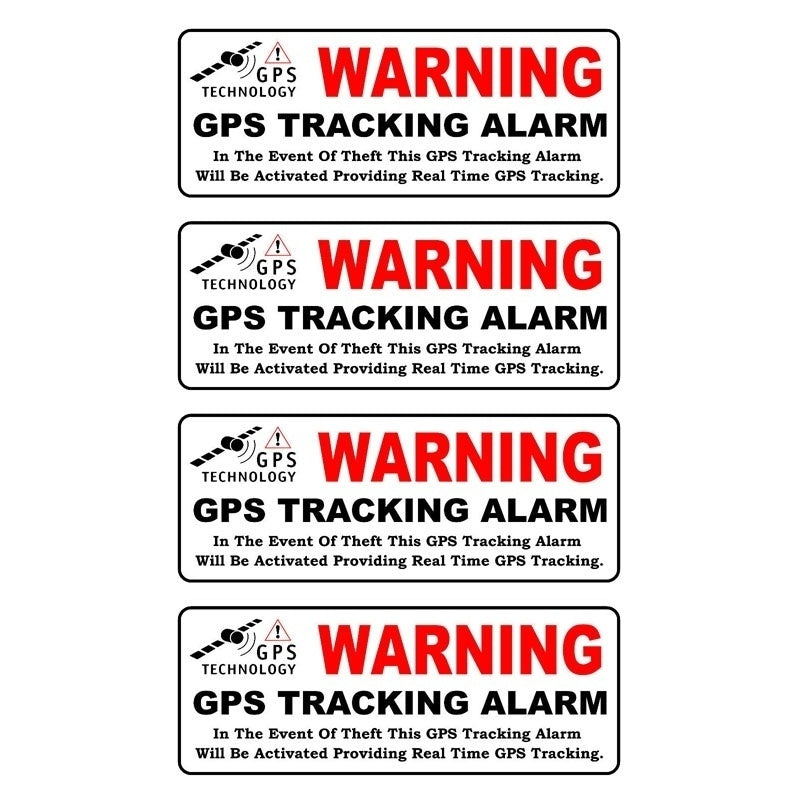 10CM*3.9CM 4X Car Sticker WARNING GPS TRACKING ALARM Personality Decal