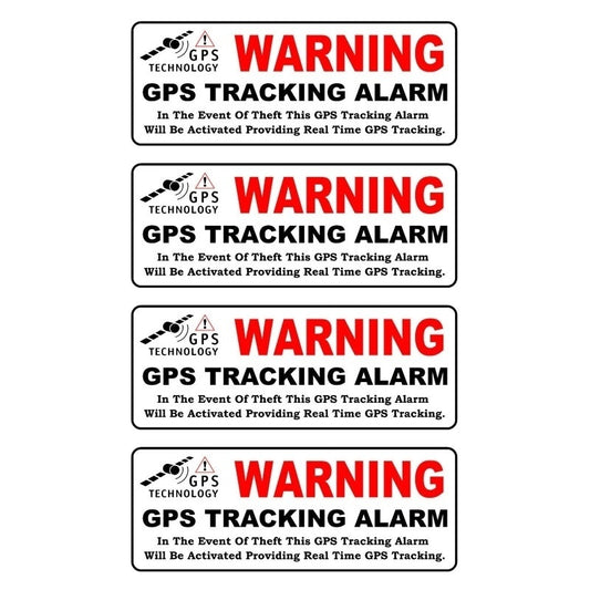 10CM*3.9CM 4X Car Sticker WARNING GPS TRACKING ALARM Personality Decal