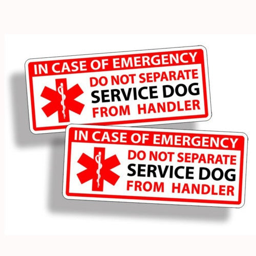 4"x2" 2X Service Dog Emergency Handler Rescue Sticker Car Van Home Window Door Safety EMT