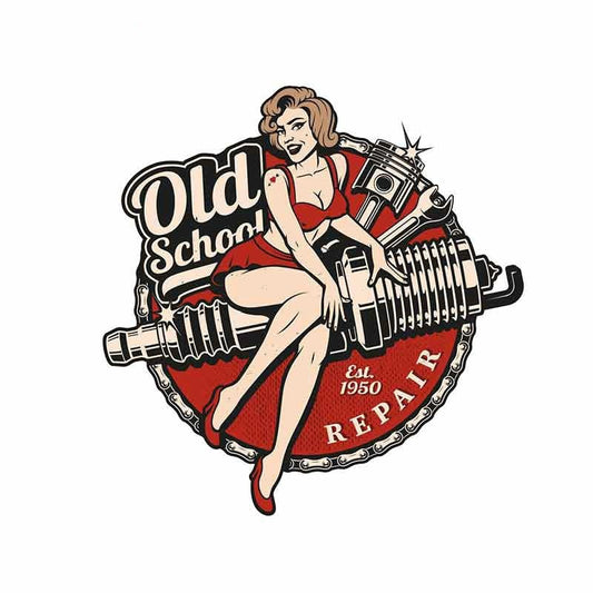 13cmx12.7cm Retro Pinup Girl Locker Toolbox Stickers Laptop Car Truck Bike Old School Car Stickers