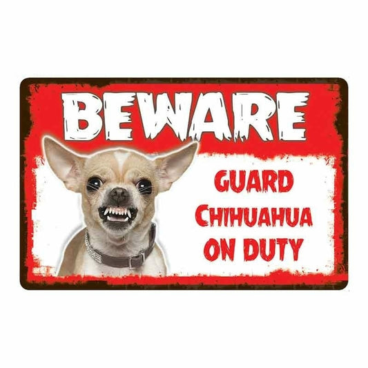 13cmx8.5cm Car Sticker Beware Guard Chihuahua Dog On Duty Novelty Vinyl Sign Decal Car Styling