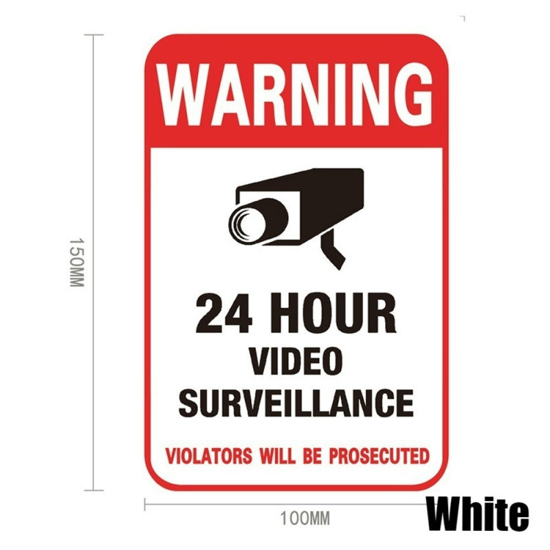 Wall Sticker 24H Video Camera System Warning Sign Waterproof Sunscreen Wall Decal Surveillance Monitor Decal Public Area Security