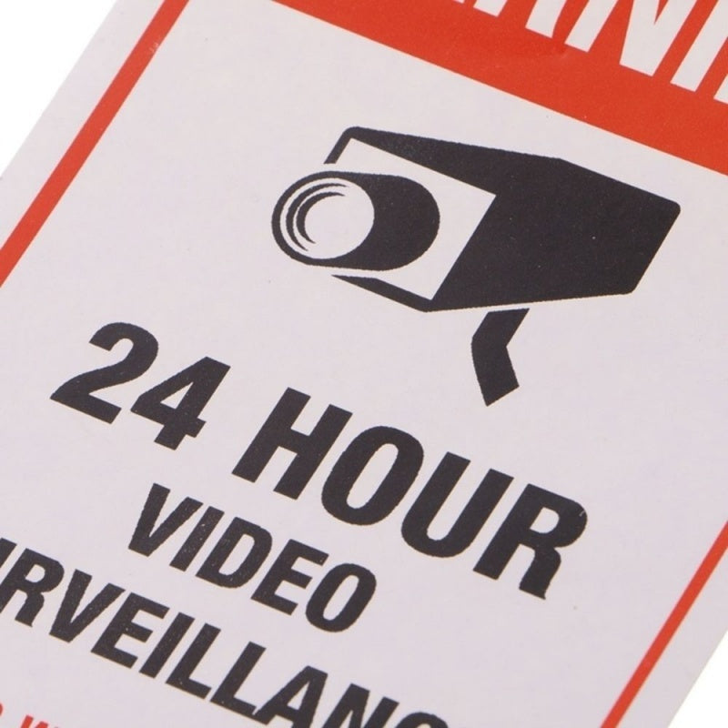 Wall Sticker 24H Video Camera System Warning Sign Waterproof Sunscreen Wall Decal Surveillance Monitor Decal Public Area Security