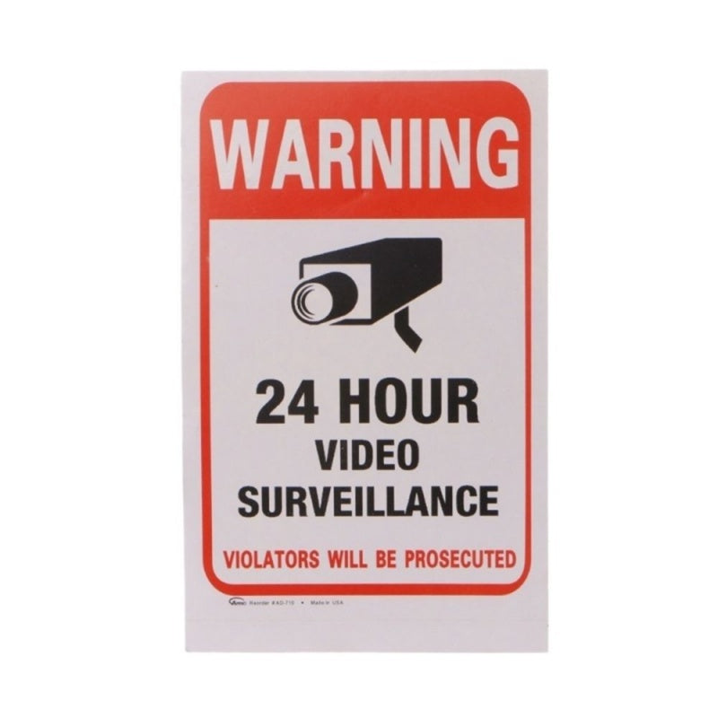 Wall Sticker 24H Video Camera System Warning Sign Waterproof Sunscreen Wall Decal Surveillance Monitor Decal Public Area Security