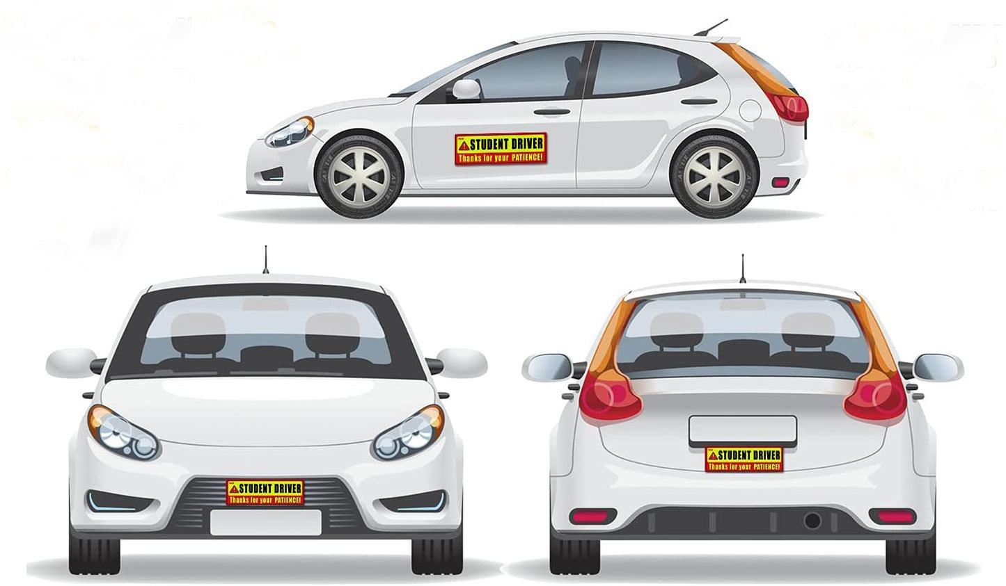 10.8×3.7inch Student Driver Vinyl Decal for Car,be Patient Student Driver Sticker Boys and Girls New Student Driver Sticker Safety Warning Red and Yellow Signs Sticker Gifts