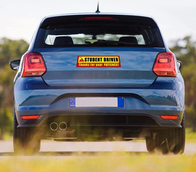 10.8×3.7inch Student Driver Vinyl Decal for Car,be Patient Student Driver Sticker Boys and Girls New Student Driver Sticker Safety Warning Red and Yellow Signs Sticker Gifts
