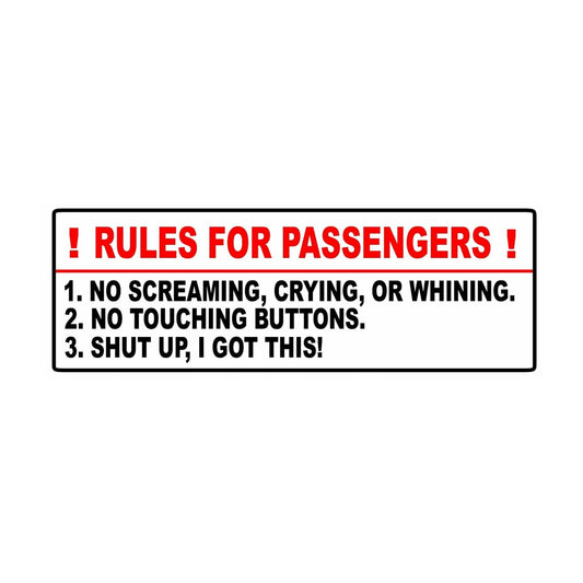 4.5" Rules For Passengers Decal Car Sticker Funny Stance 4x4 Truck Mud Car Sticker