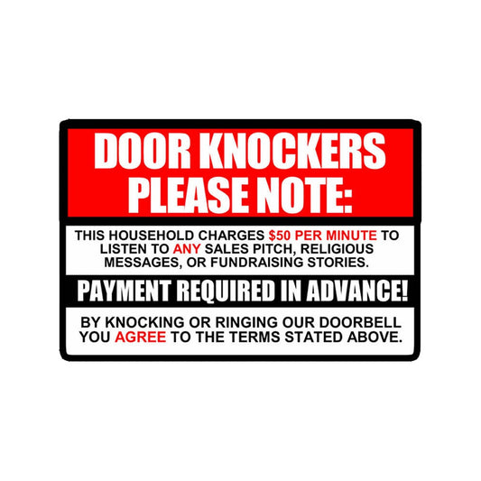 6" No Soliciting Sign Decal Sticker Door Knockers Funny Window Car Sticker and Decal