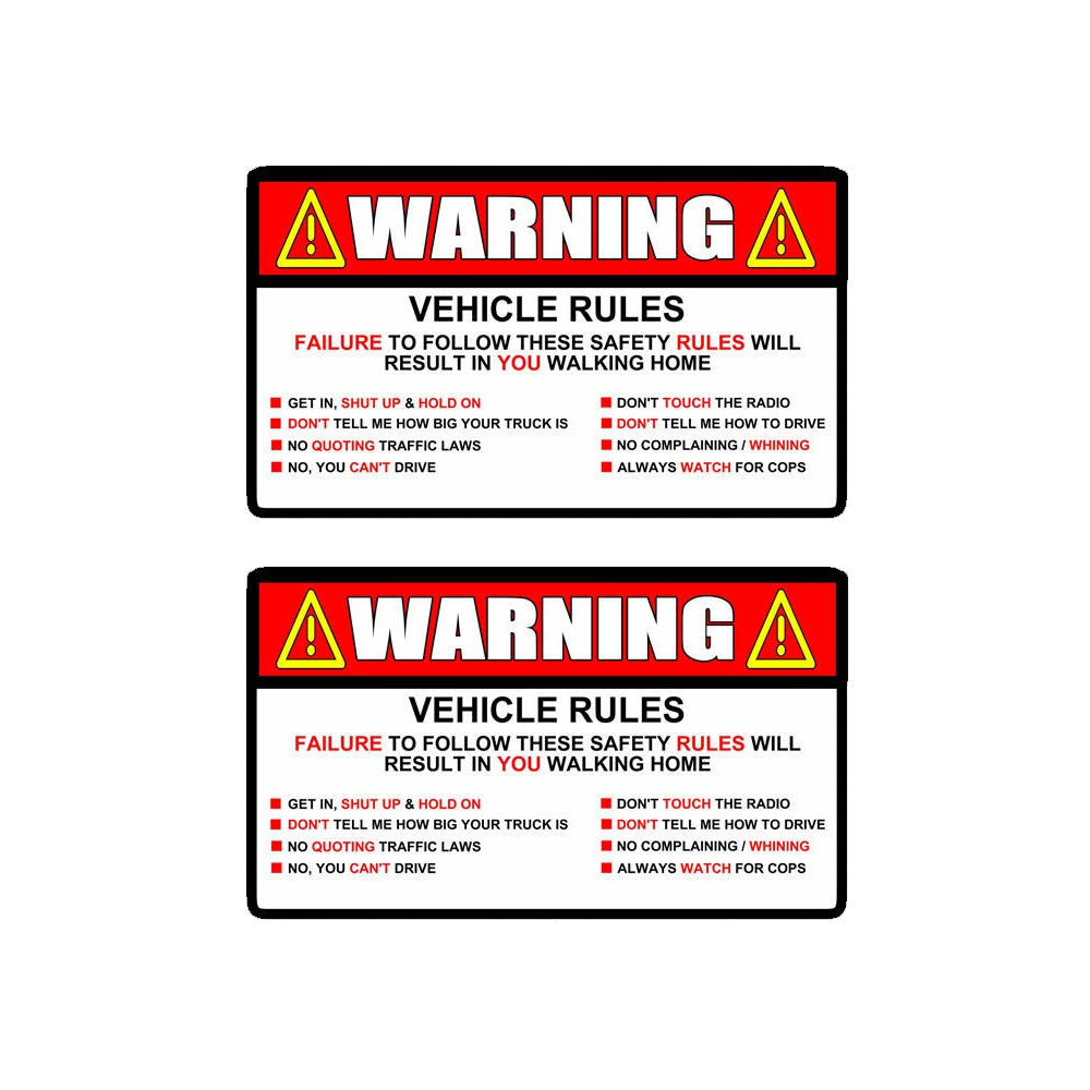 5" 2X Warning Rules Decal Sticker Funny For  Car Truck SUV Car Sticker and Decal