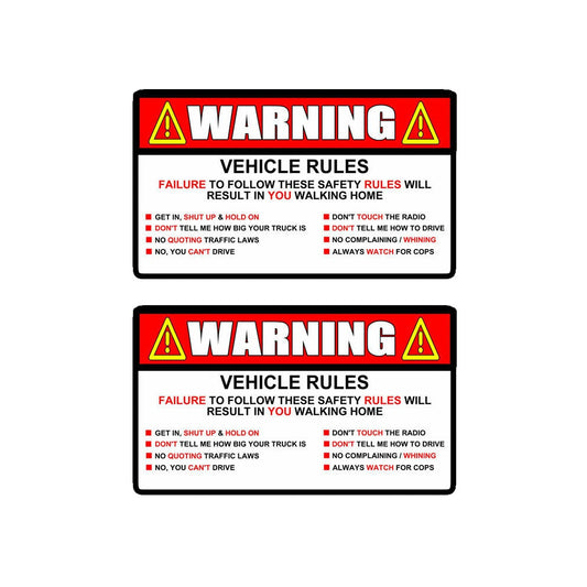 5" 2X Warning Rules Decal Sticker Funny For  Car Truck SUV Car Sticker and Decal