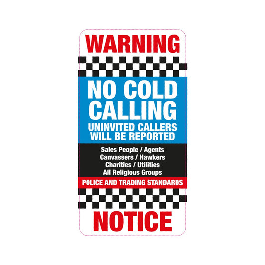 145 X 75mm No Cold Calling Zone Uninvited Callers Front Door Window Sticker Deter Elderly