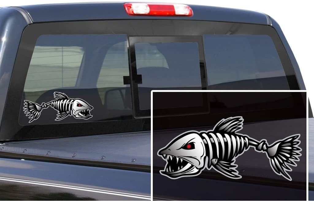 18x9cm 2pcs Fish Decal for Car Boat Truck Bumper Wall Laptop Big Fishing Vinyl Decal Sticker Skeleton Bones