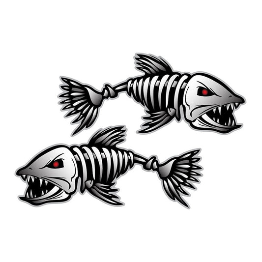 18x9cm 2pcs Fish Decal for Car Boat Truck Bumper Wall Laptop Big Fishing Vinyl Decal Sticker Skeleton Bones