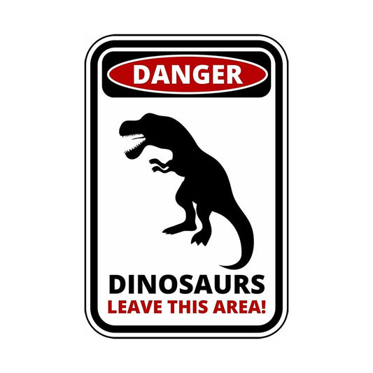 14*9CM Funny Warning Sign Danger Dinosaurs Sticker Self Adhesive