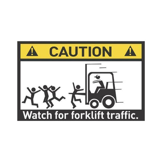 14*10cm Funny Warning Sign Caution Fork Lift Truck Operating Sticker Self Adhesive