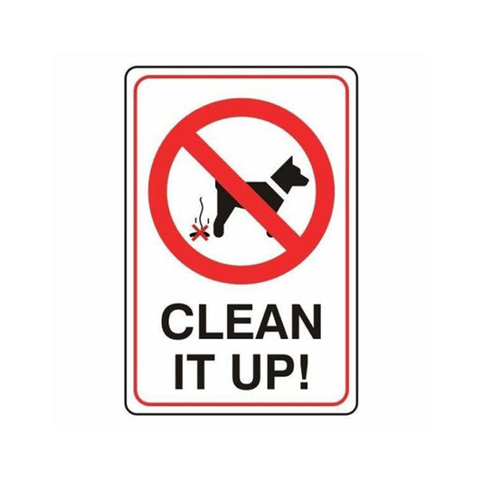 120mm height Clean It Up Dog Poo Warning Caution Sign Self Adhesive Sticker