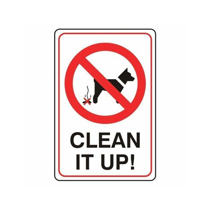 120mm height Clean It Up Dog Poo Warning Caution Sign Self Adhesive Sticker