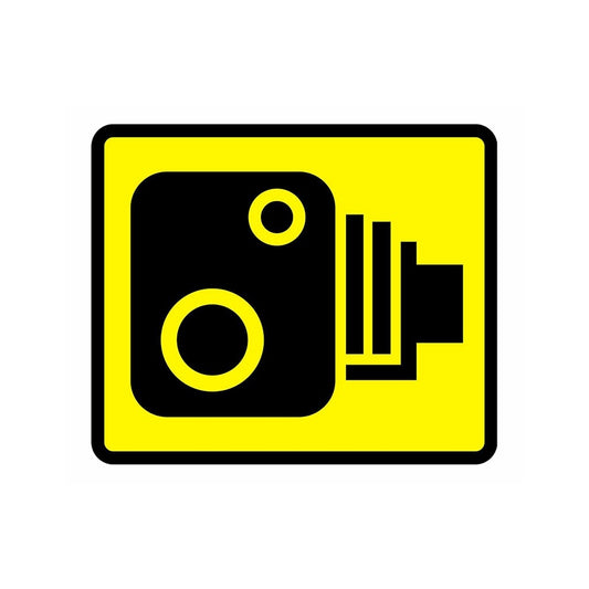 5cm*5cm 2pc Speed Camera Yellow Road Traffic Warning Sign Self Adhesive Sticker