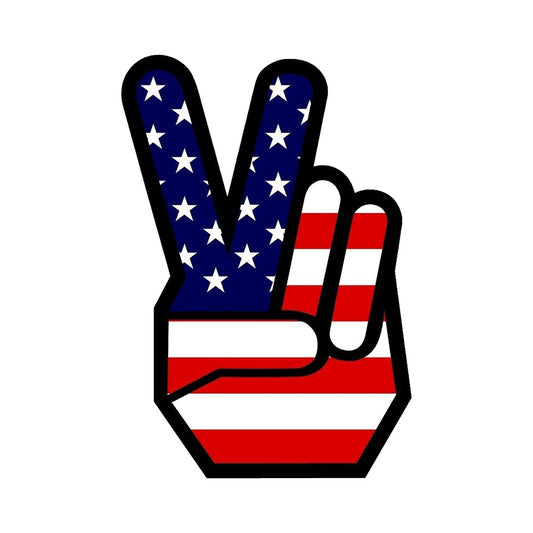 5" x 3.5" Peace Sign Hand American Flag Symbol Car Window Decal Laptop Vinyl Sticker USA