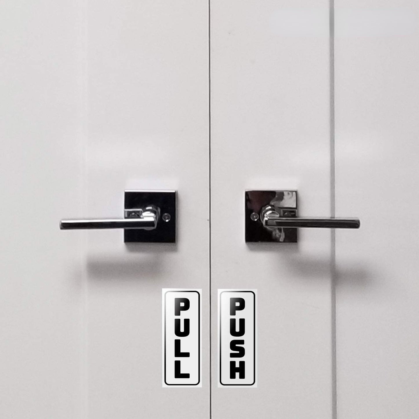 2 pack 2”x5” inch Push Pull Door Vertical Stickers Sign Back Self-Adhesive Vinyl Sticker for Business, Stores Indoor and Outdoor use.