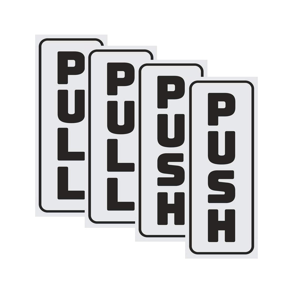 2 pack 2”x5” inch Push Pull Door Vertical Stickers Sign Back Self-Adhesive Vinyl Sticker for Business, Stores Indoor and Outdoor use.