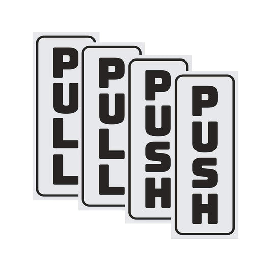 2 pack 2”x5” inch Push Pull Door Vertical Stickers Sign Back Self-Adhesive Vinyl Sticker for Business, Stores Indoor and Outdoor use.