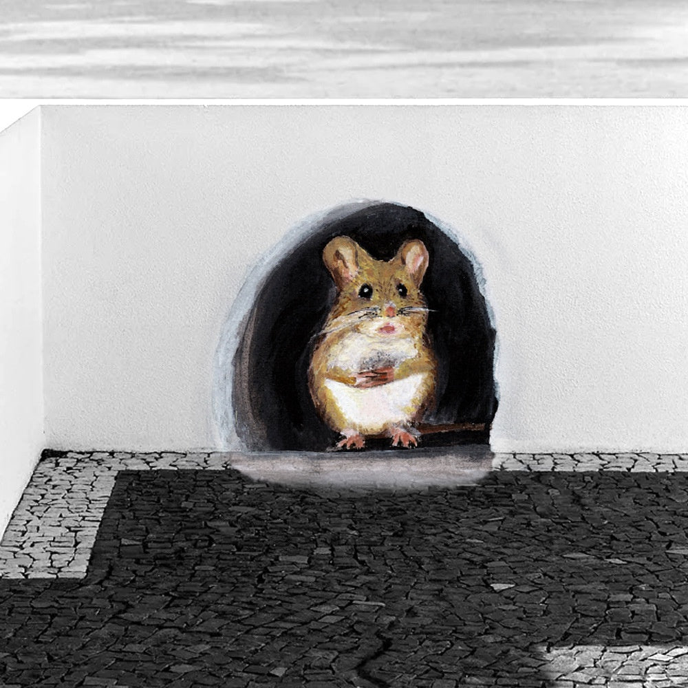 3pcs New Fashion Mouse Hole Sticker Creative 3D Cartoon Wall Sticker Home Kitchen Glass Wall Decoration Cute Funny Decals