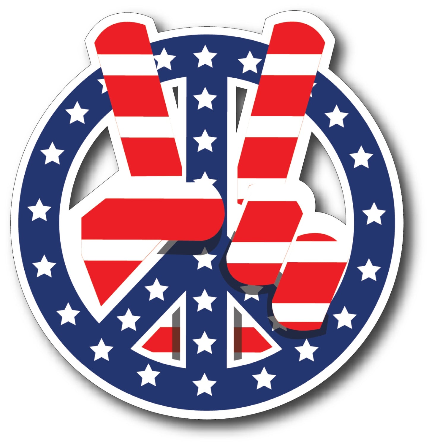 5" tall 1960's PEACE SIGN Vintage Style Vinyl DECAL Sticker USA Flag Hippie Window Truck
