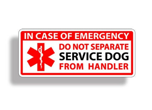 6inch 2pcs Service Dog Emergency Handler Rescue Sticker Car Van Home Window Door Safety