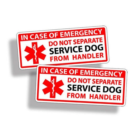 6inch 2pcs Service Dog Emergency Handler Rescue Sticker Car Van Home Window Door Safety
