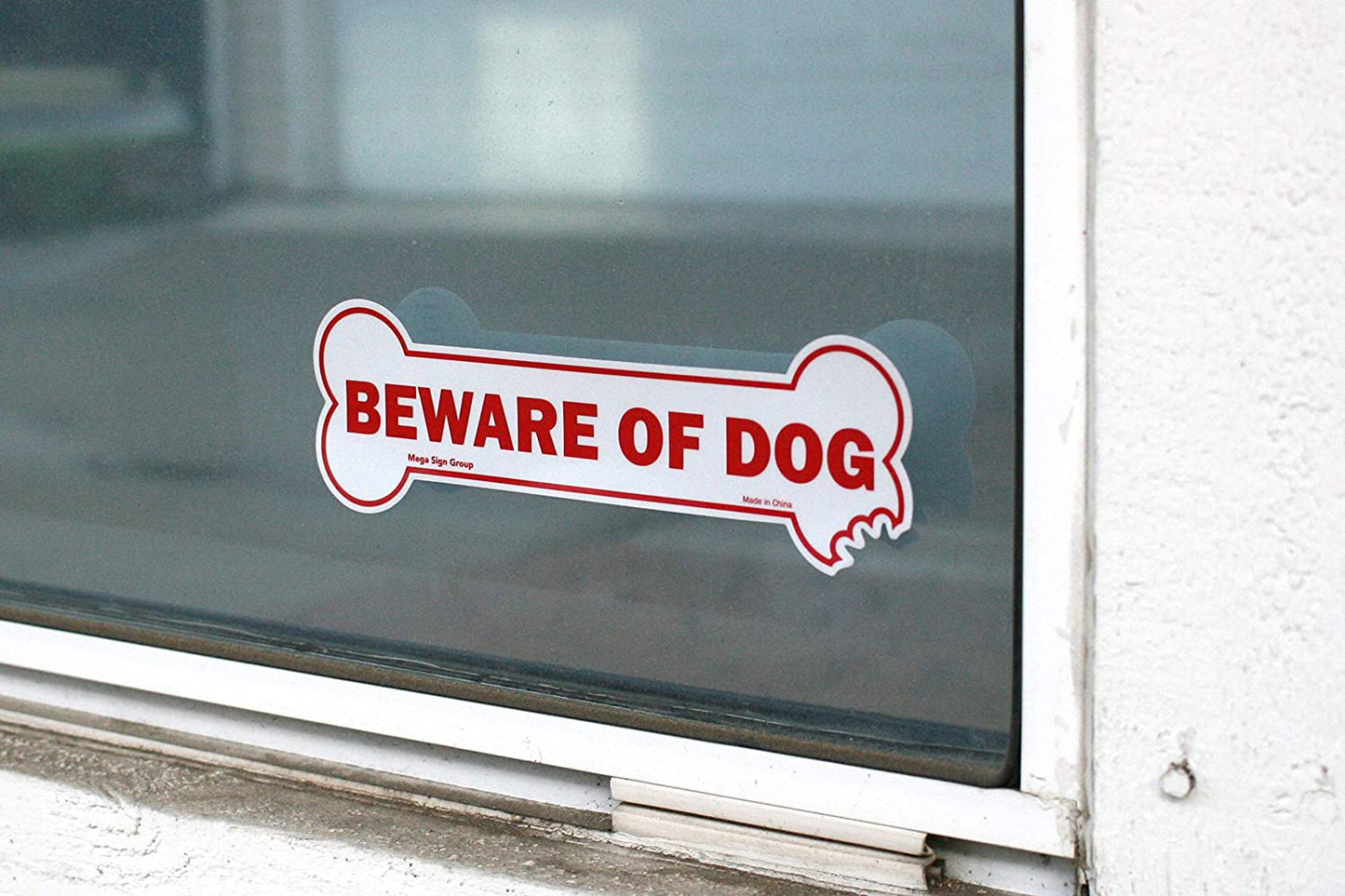 11.5cm X 33cm Beware of Dog Sticker Sign 2 Pack  Decal Unique Bone Shaped Sign