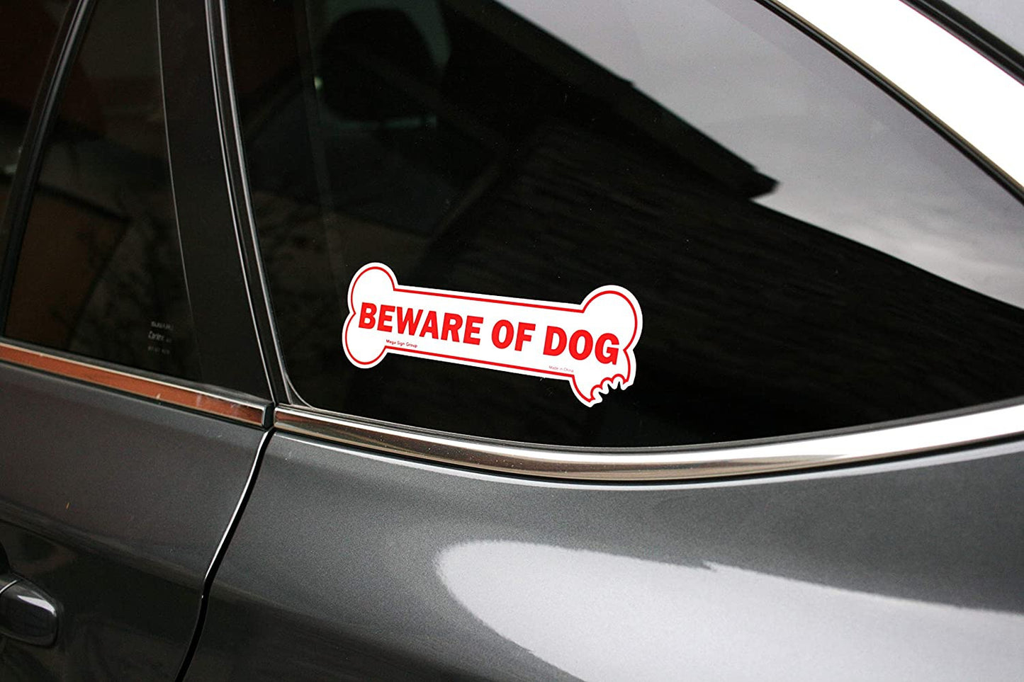 11.5cm X 33cm Beware of Dog Sticker Sign 2 Pack  Decal Unique Bone Shaped Sign
