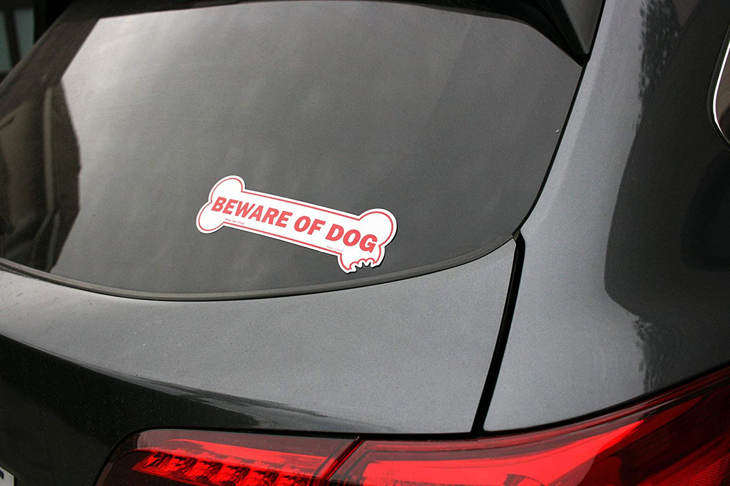 11.5cm X 33cm Beware of Dog Sticker Sign 2 Pack  Decal Unique Bone Shaped Sign