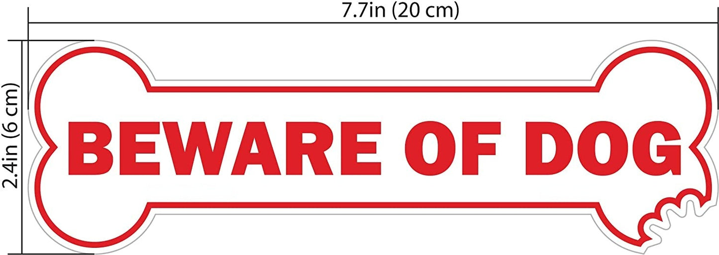 11.5cm X 33cm Beware of Dog Sticker Sign 2 Pack  Decal Unique Bone Shaped Sign