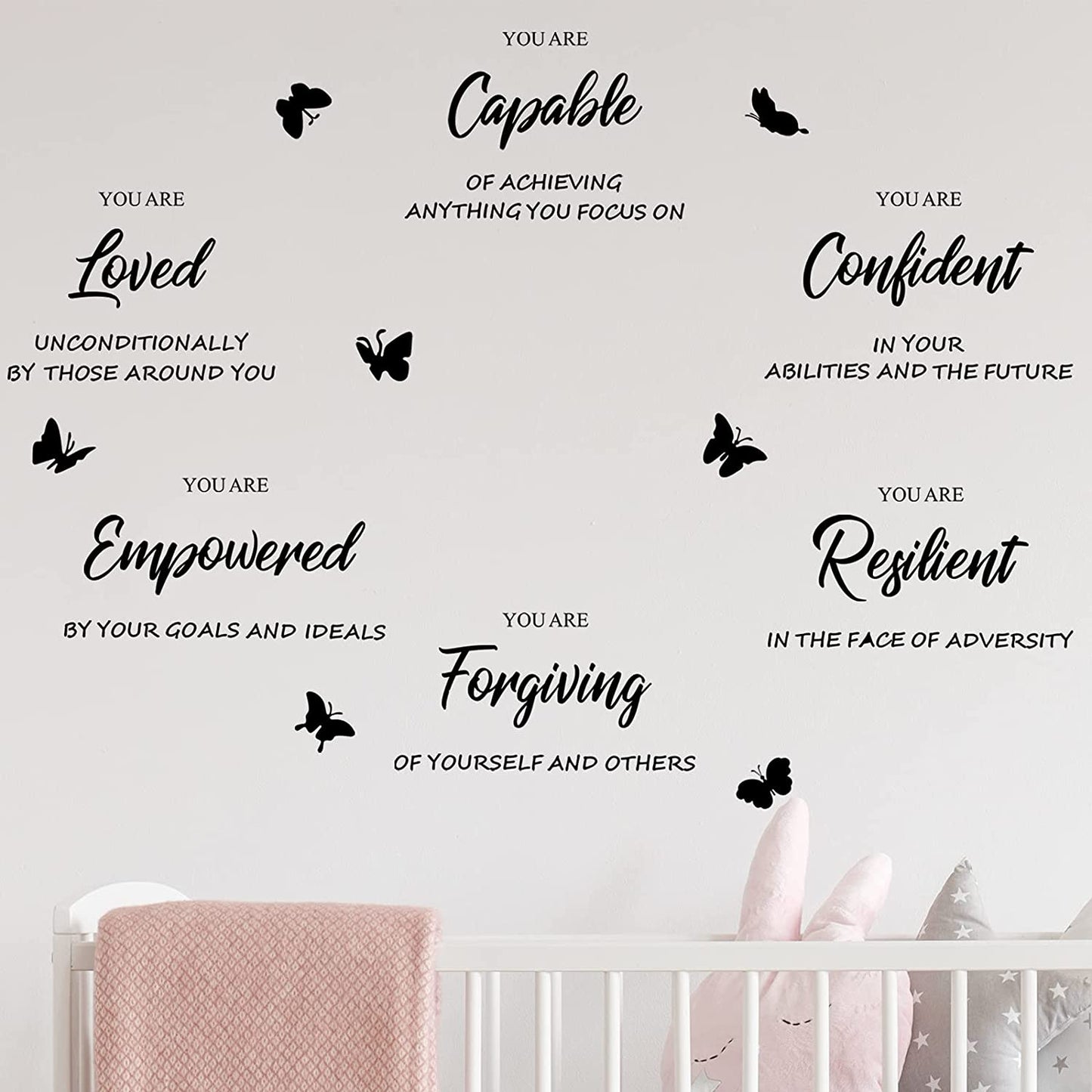 Fashion Inspirational Wall Decals Motivational Wall Stickers Vinyl Wall Art with Lovely Fonts Positive Quotes Sayings Wall Decor Daily Affirmations