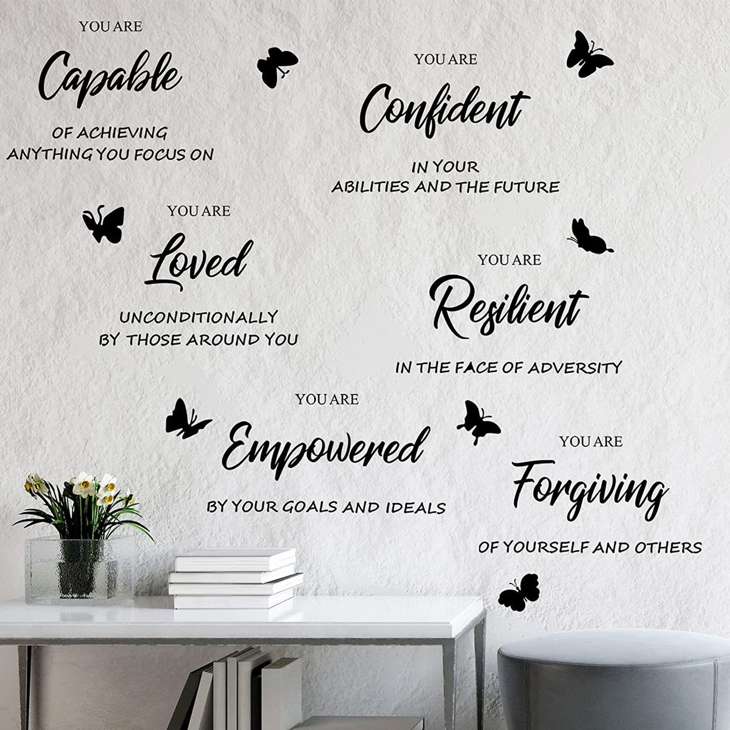 Fashion Inspirational Wall Decals Motivational Wall Stickers Vinyl Wall Art with Lovely Fonts Positive Quotes Sayings Wall Decor Daily Affirmations