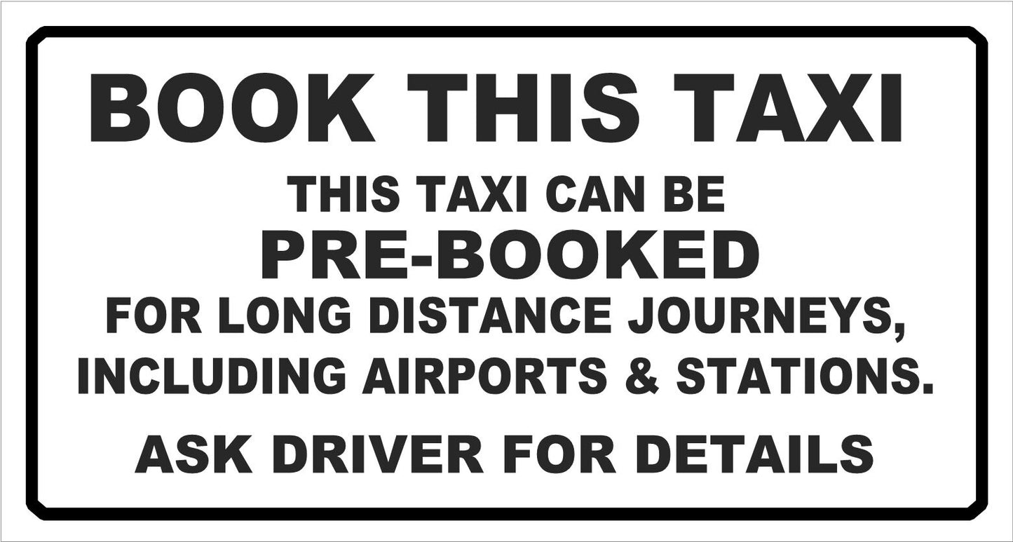 145mm Book This Taxi Vinyl Sticker Minicab Cab Minibus Airport Station Pre-book