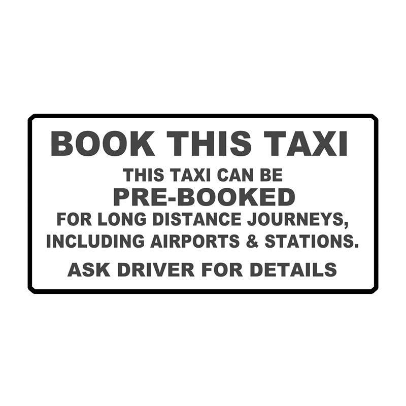 145mm Book This Taxi Vinyl Sticker Minicab Cab Minibus Airport Station Pre-book