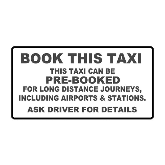 145mm Book This Taxi Vinyl Sticker Minicab Cab Minibus Airport Station Pre-book