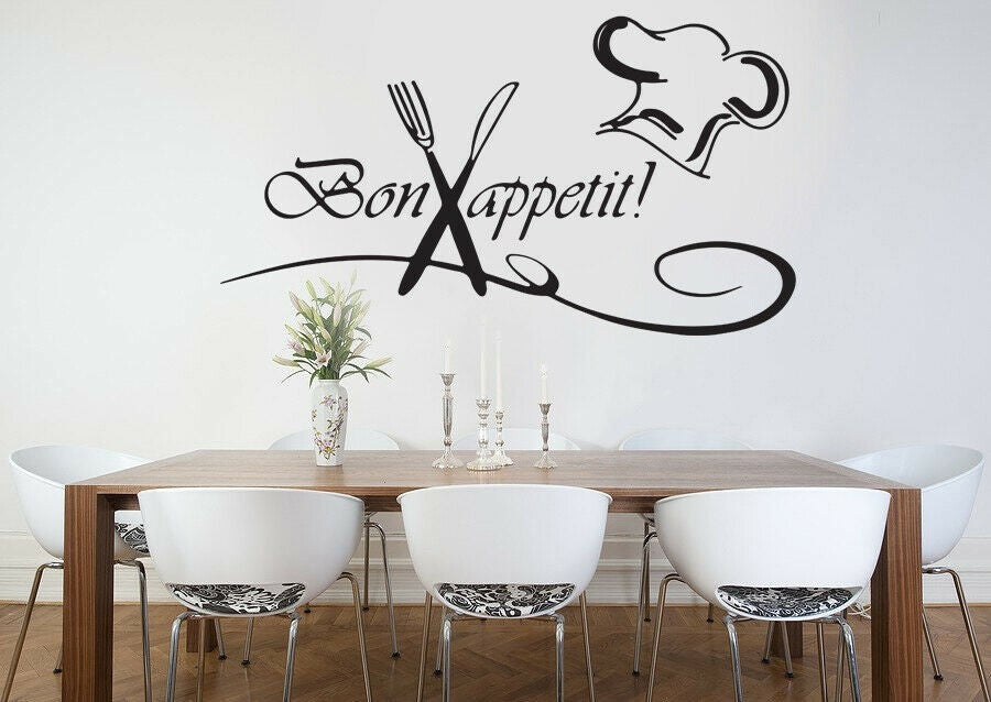 Kitchen Bon Appetit Family Wall Stickers Art Dining Room Removable Decals DIY