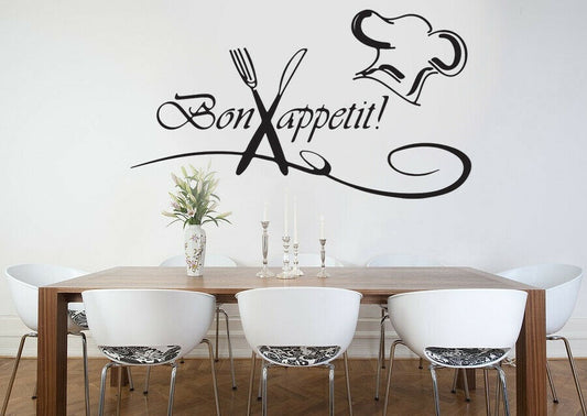 Kitchen Bon Appetit Family Wall Stickers Art Dining Room Removable Decals DIY