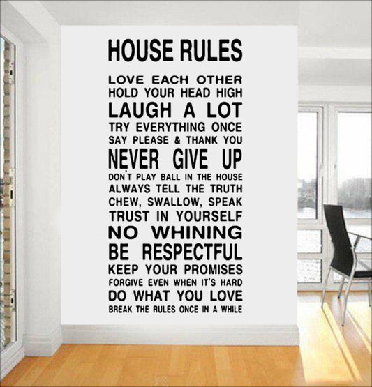 House Family Home Rules Quote Wall Stickers Art Dining Room Removable Decals DIY