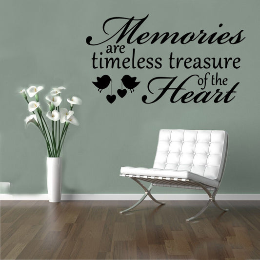 Memories Heart Birds Quote Wall Stickers Art Room Removable Decals DIY